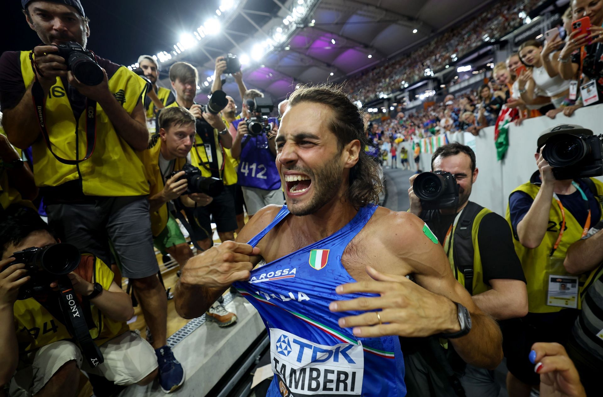 Gianmarco Tamberi is known for his half-beard face (Getty Images)