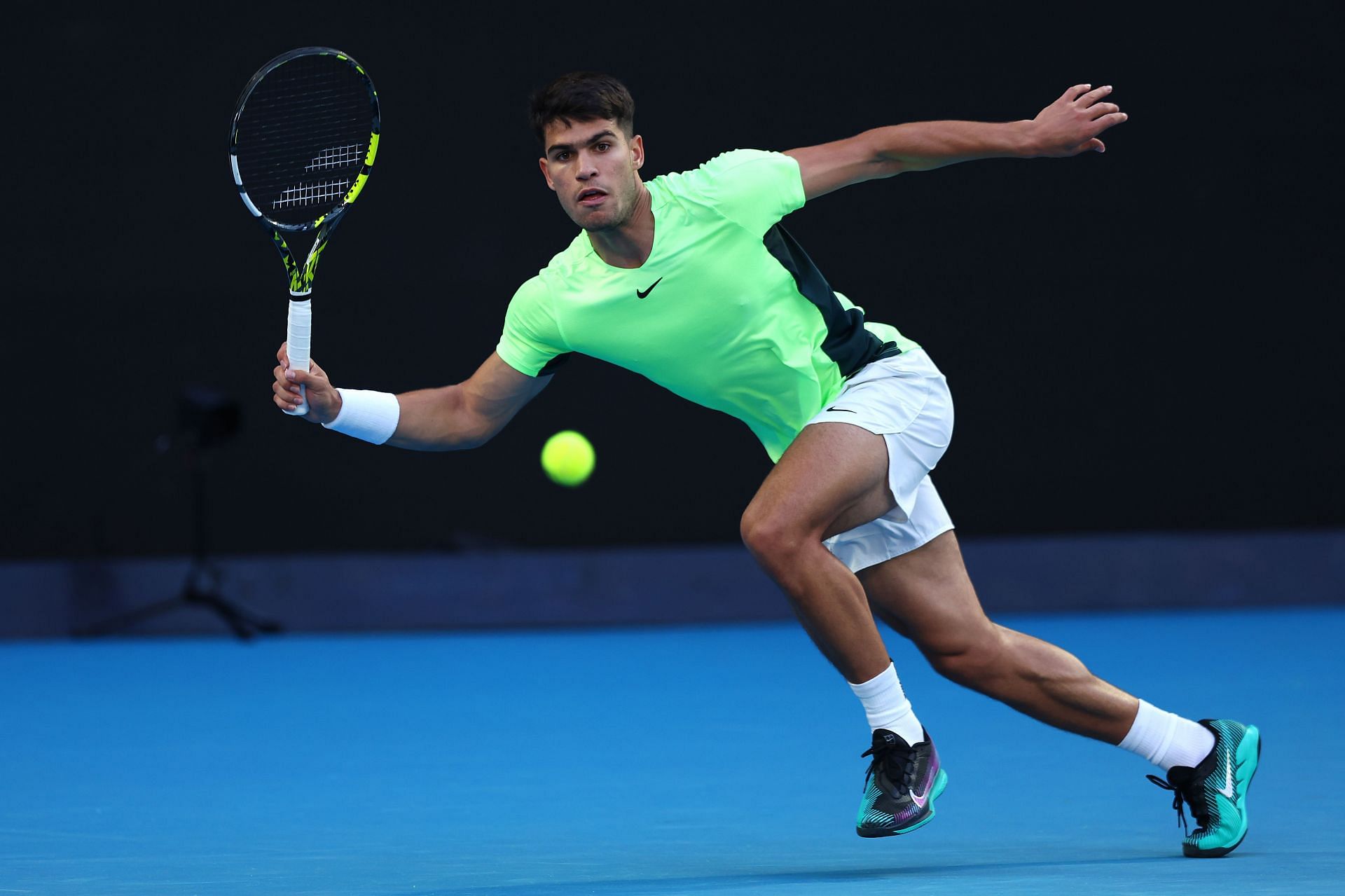 Carlos Alcaraz during a charity match against Alex de Minaur ahead of the 2024 Australian Open.