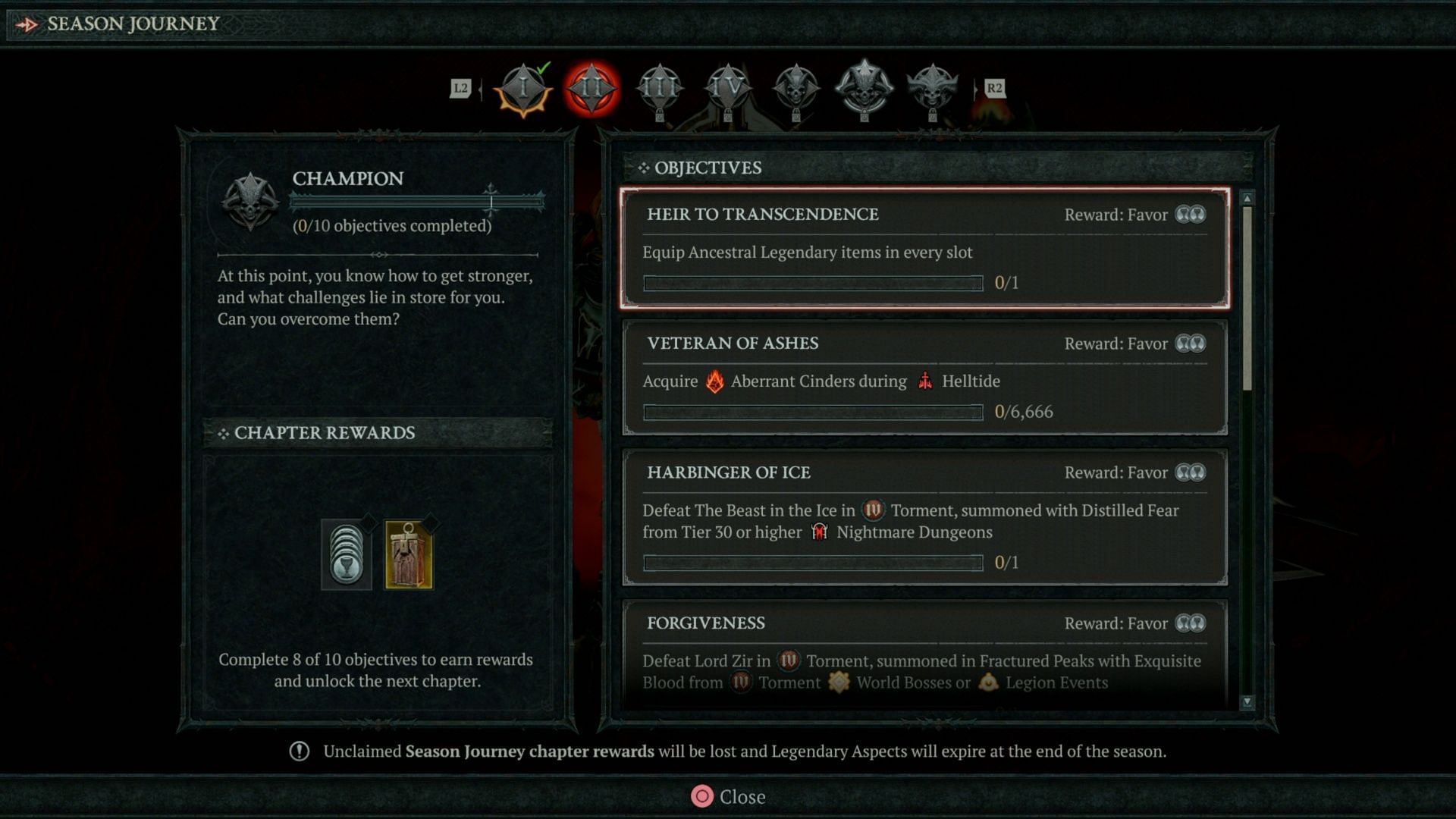 Diablo 4 Season 3 Season Journey Objectives, All Legendary Aspect ...