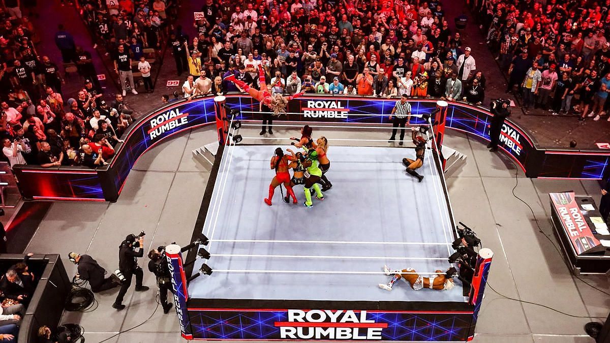 The women during the Royal Rumble match