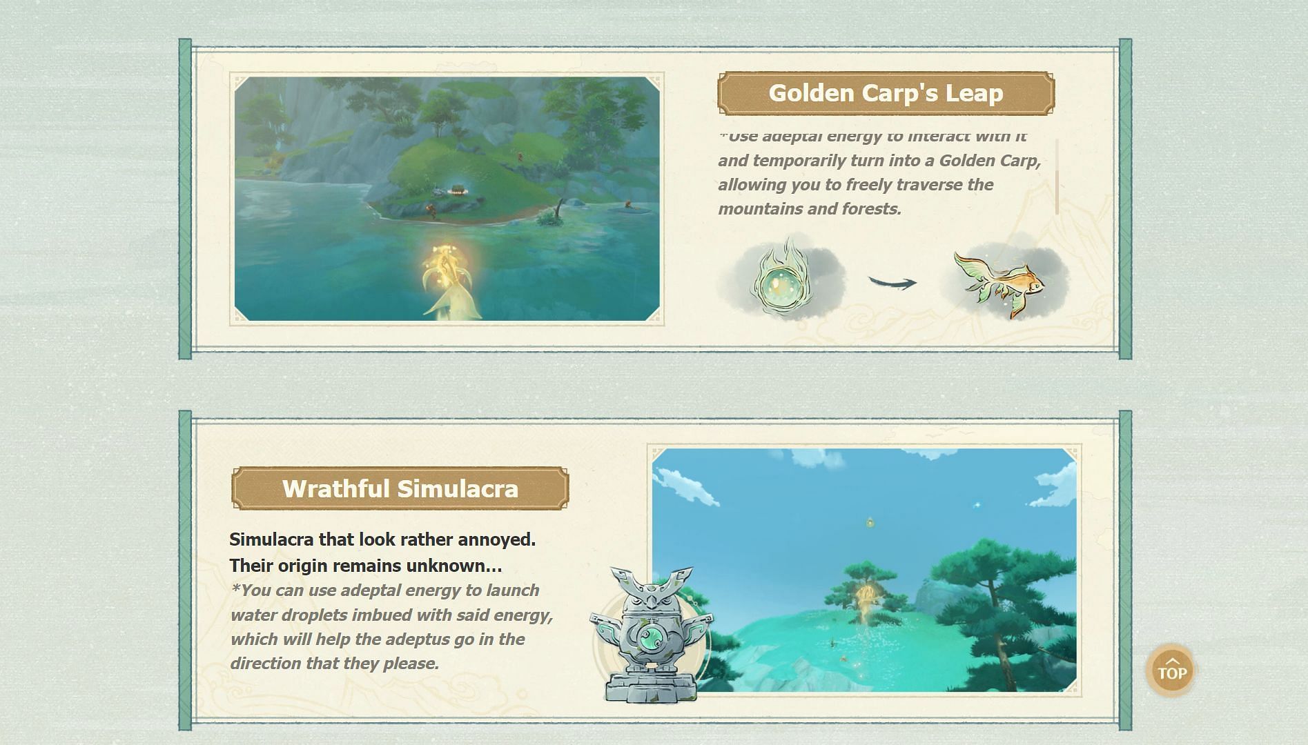 Golden Carp&#039;s Leap and Wrathful Simulacra (Image via HoYoverse)