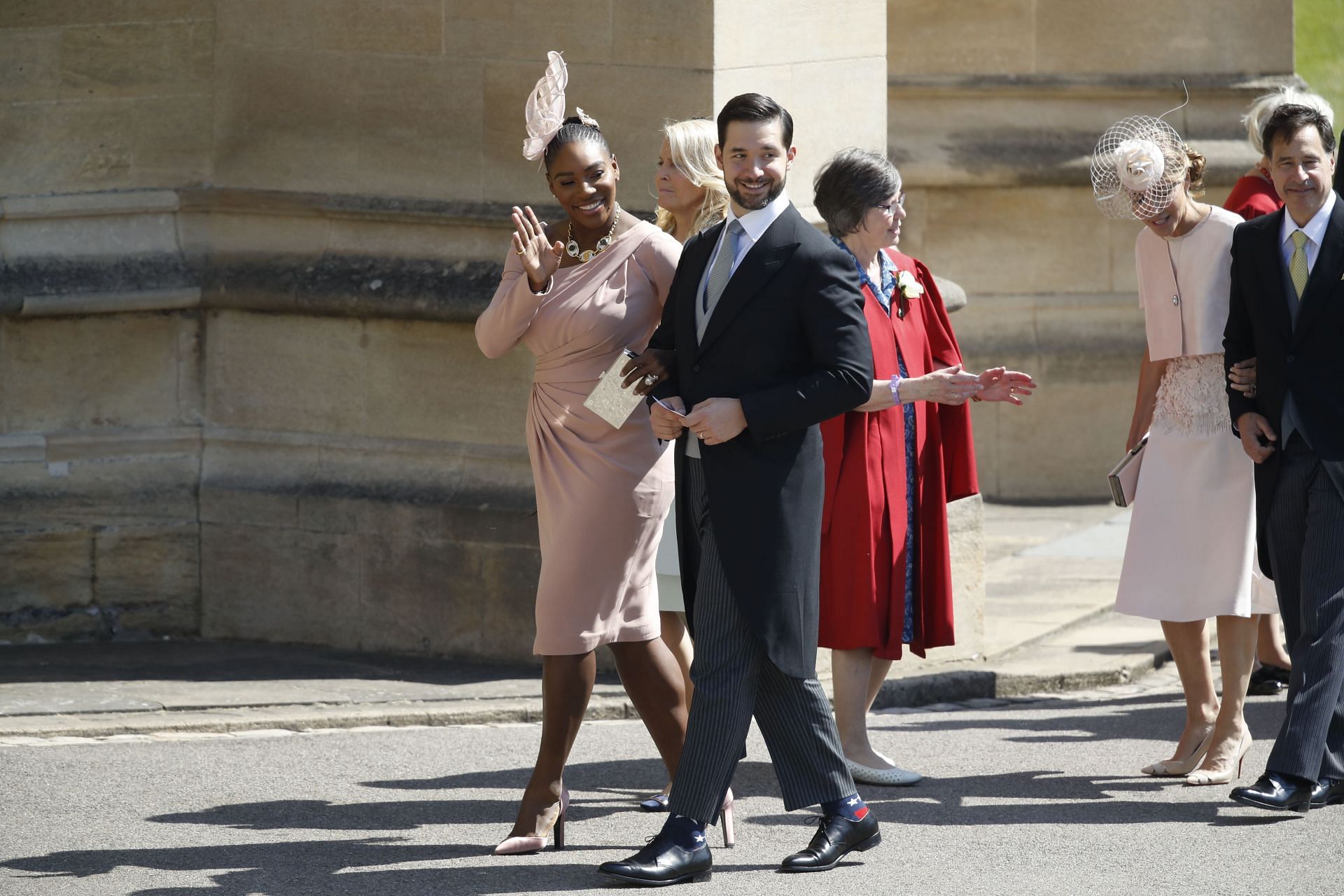 Serena Williams and husband Alexis Ohanian pose at Prince Harry and Meghan Markle's wedding