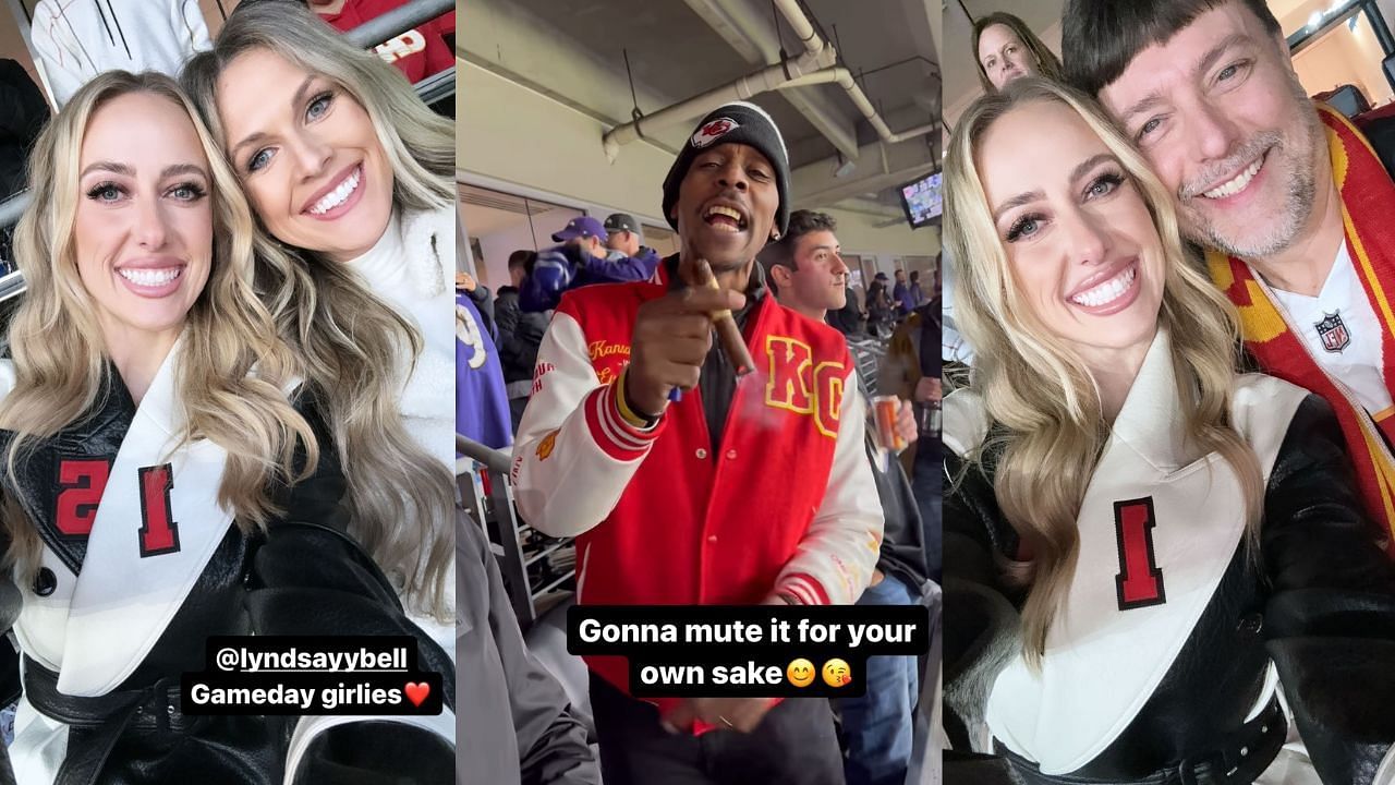 Brittany Mahomes and her friends watch the Chiefs defeat the Ravens on Sunday.