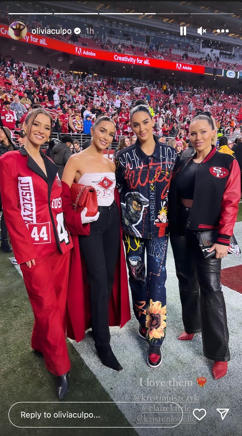 Wives and girlfriends of San Francisco 49ers players show support for the team.