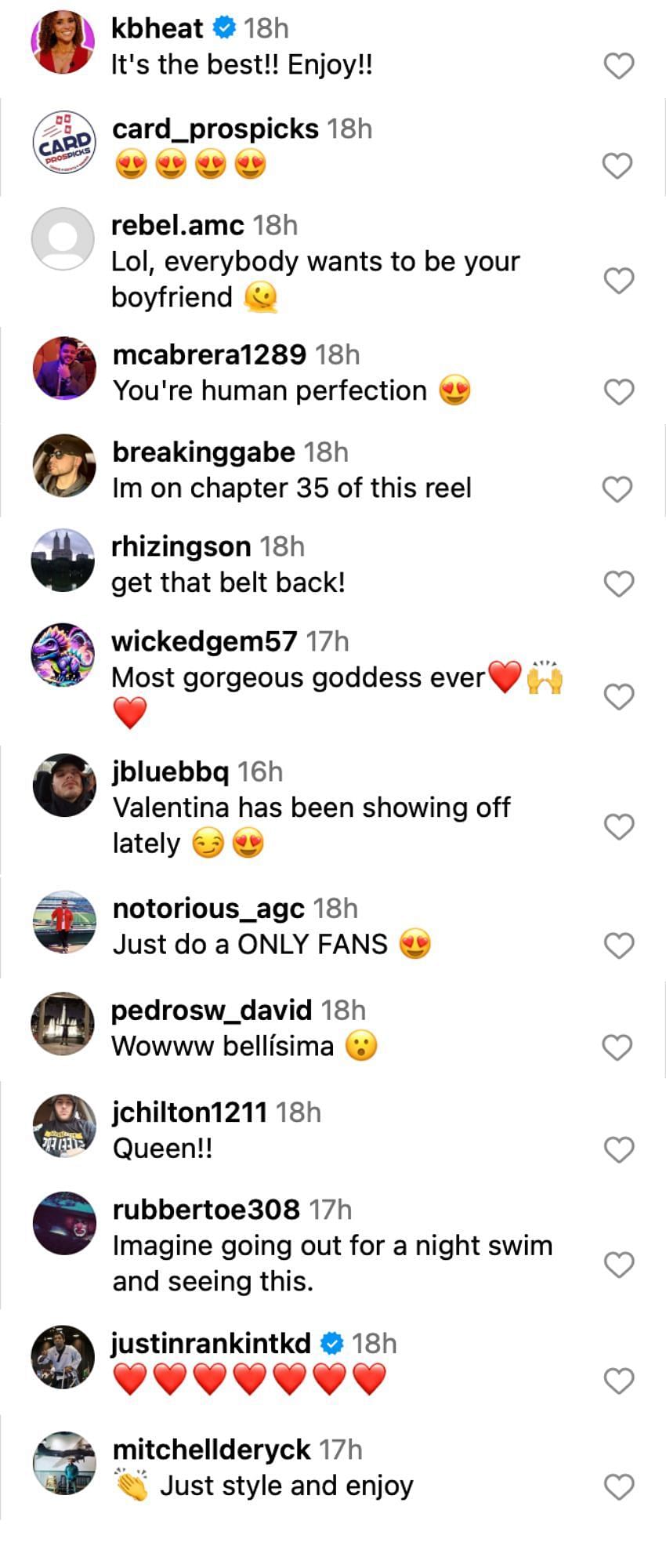 Fan reactions to Valentina Shevchenko&#039;s recent Instagram post [via @bulletvalentina on Instagram]