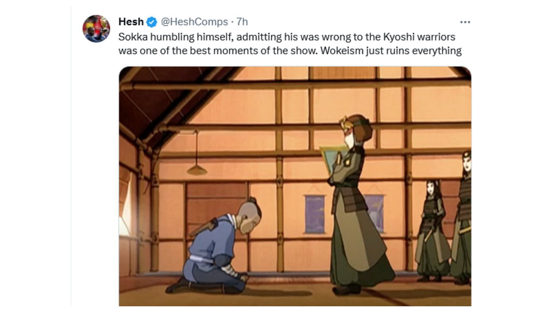 Netizens criticize the streaming platform for removing Sokka&#039;s sexist personality from the live-action Avatar series (Image via X/@HeshComps)