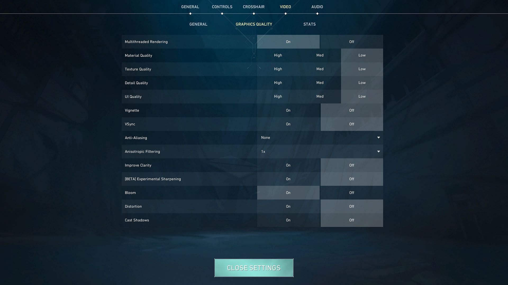 Graphics settings in-game (Image via Riot Games)