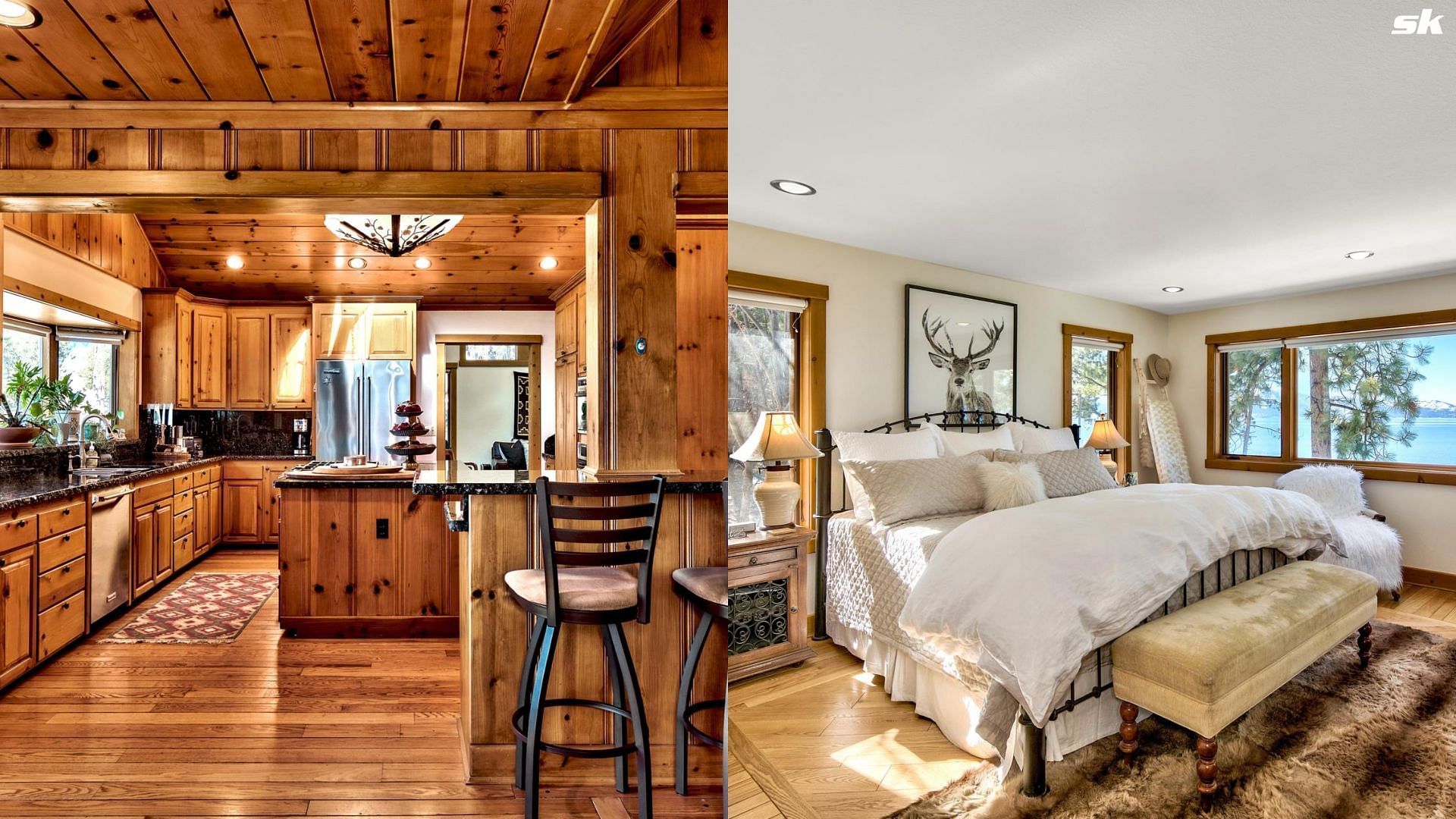 Kitchen and a bedroom inside the mansion