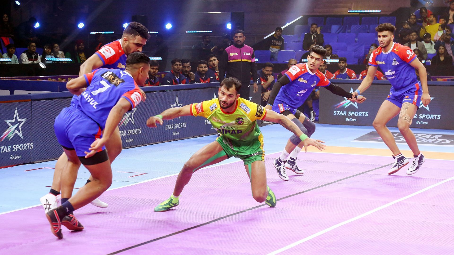 Sachin Tanwar in action against Haryana Steelers (Image via PKL)