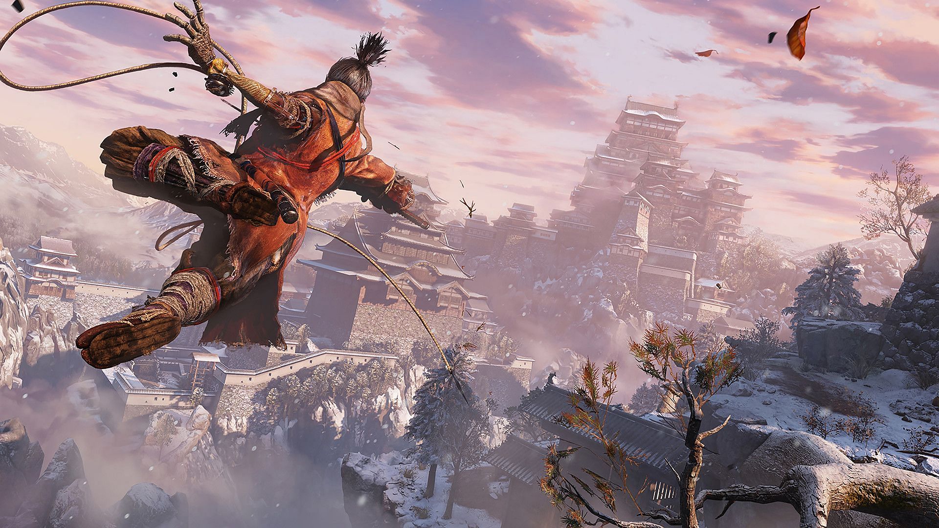 Sekiro&#039;s grappling hook is fun to use (Image via FromSoftware)