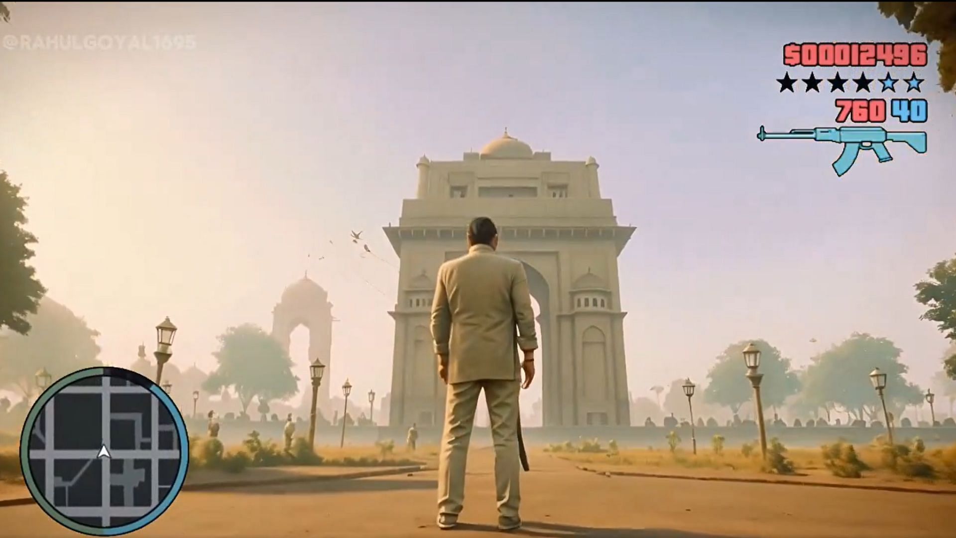Screenshot from the AI-generated Grand Theft Auto India trailer (Image via X/@rahulgoyal1695)