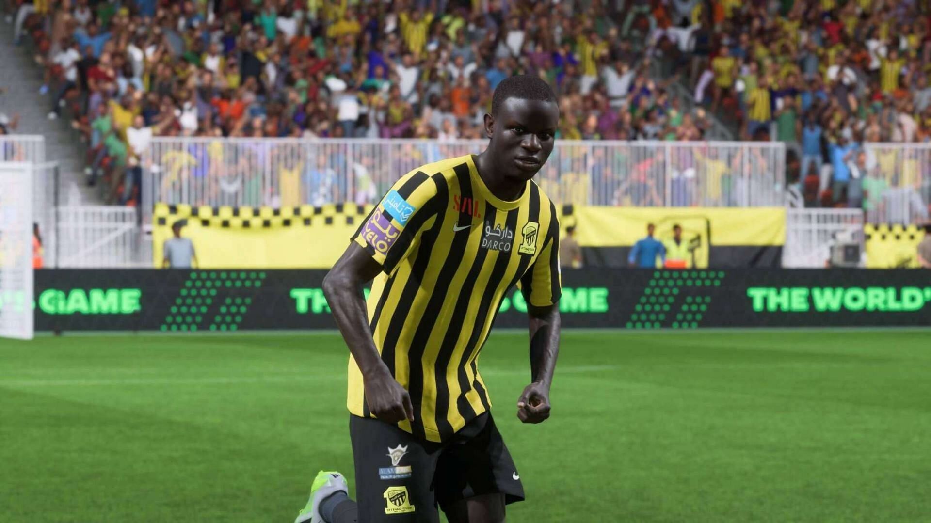 N&#039;Golo Kante&#039;s 89-rated Radioactive CDM is one of the only two non-defensive items in the list of 15 best EA FC 24 players with the Anticipate PlayStyle (Image via EA Sports)