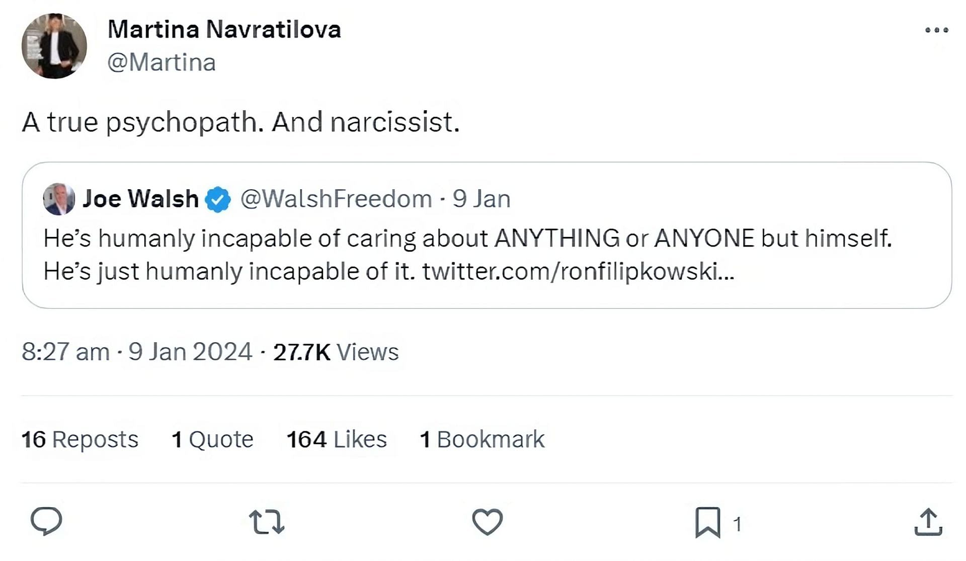 Martina Navratilova on X (formerly Twitter)