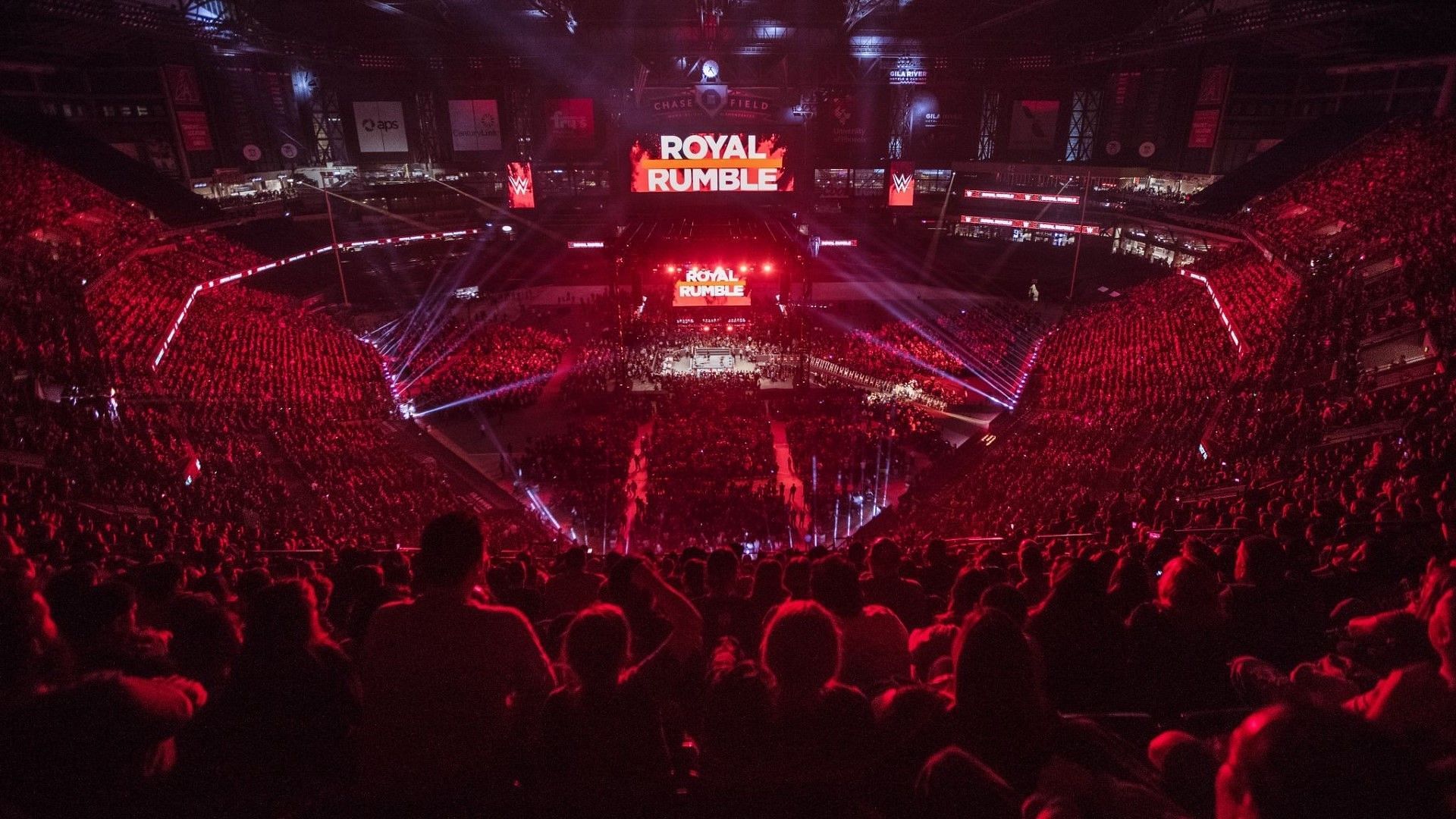 A packed crowd in attendance for the WWE Royal Rumble