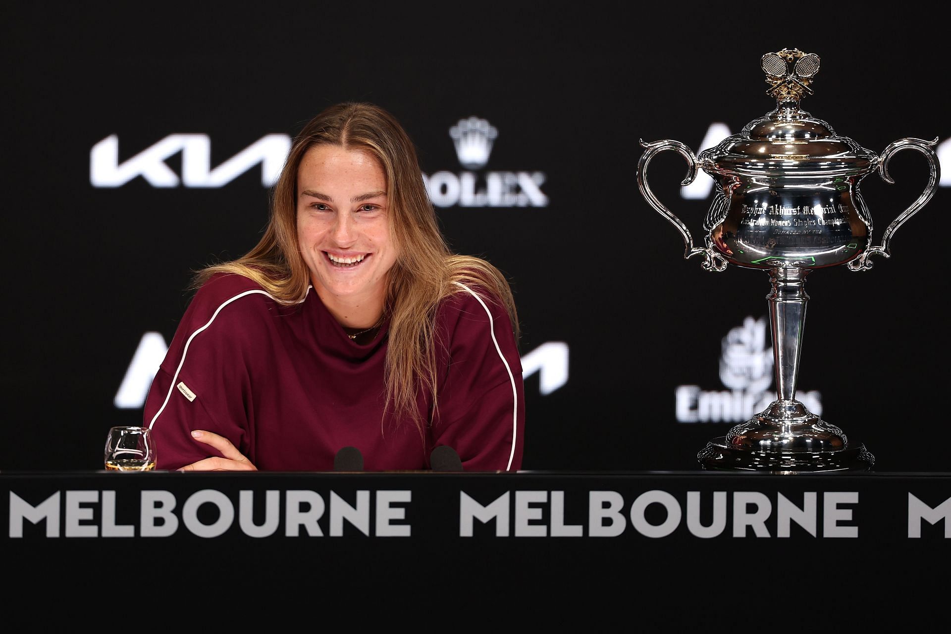 Aryna Sabalenka in a press conference at the 2024 Australian Open