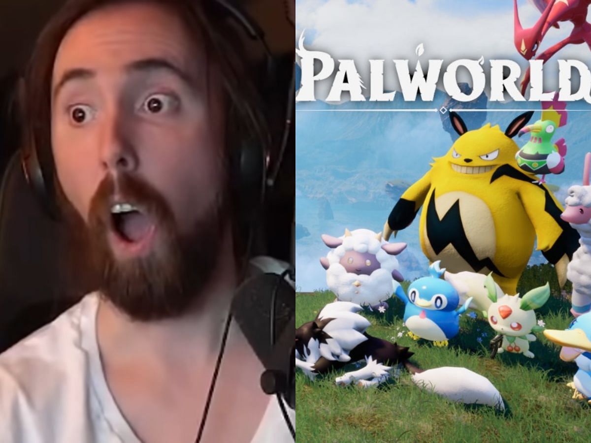 Asmongold left shocked at Palworld feature (Image via YouTube/Asmongold Clips and Palworld)