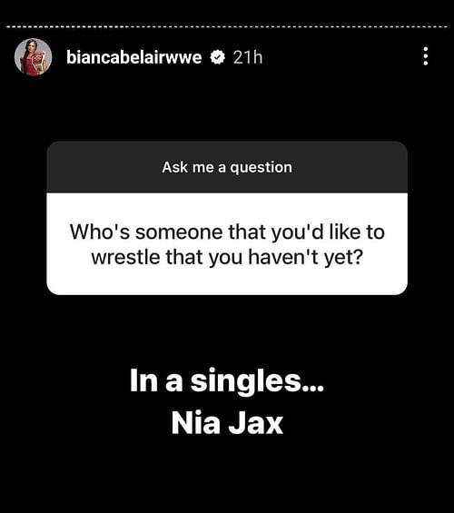Screenshot of Bianca Belair's Instagram Stories post
