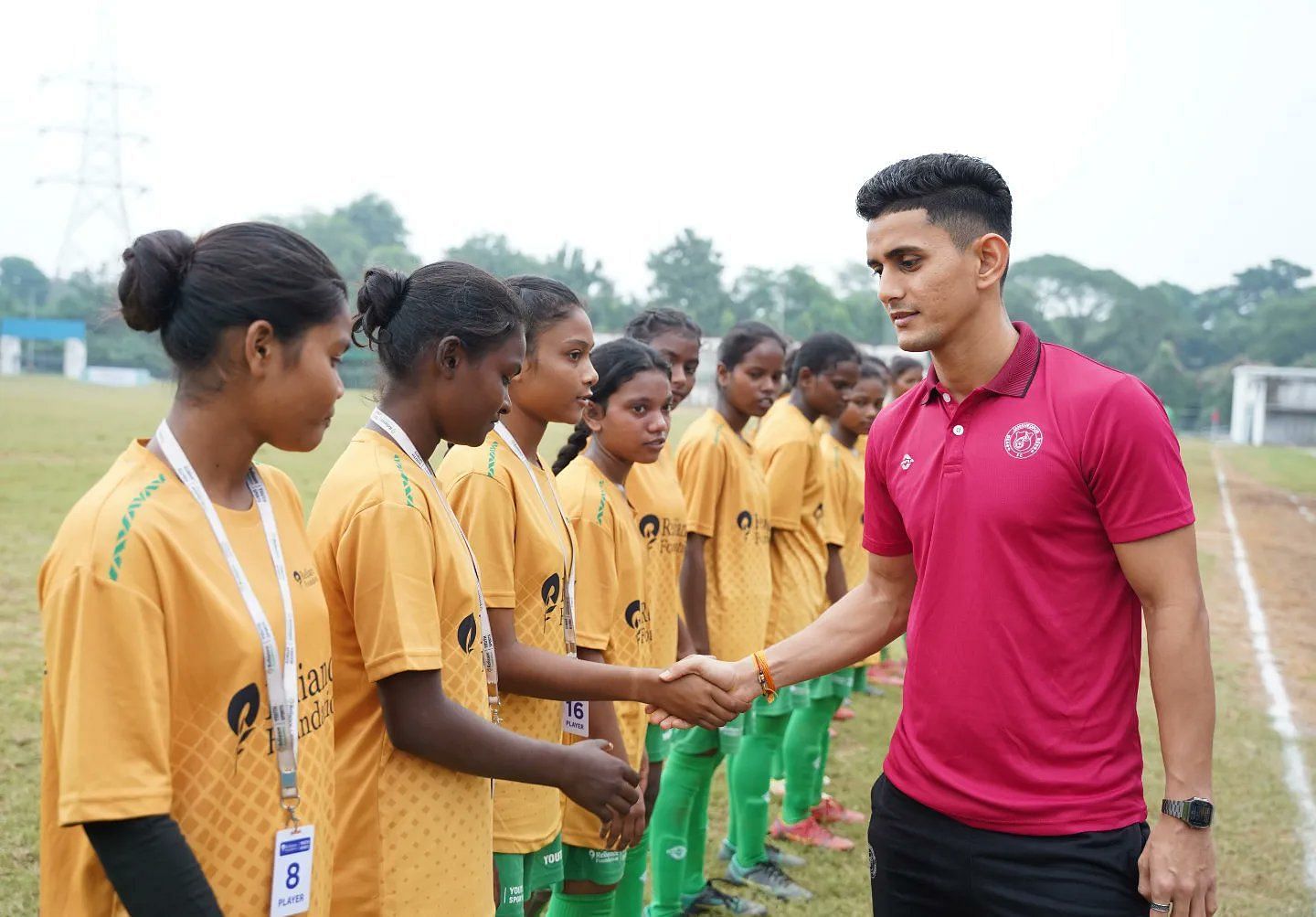 Jitendra Singh interacting with young footballers.