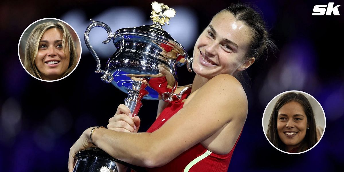 Aryna Sabalenka, Paula Badosa (inset L), Ana Ivanovic (inset R)