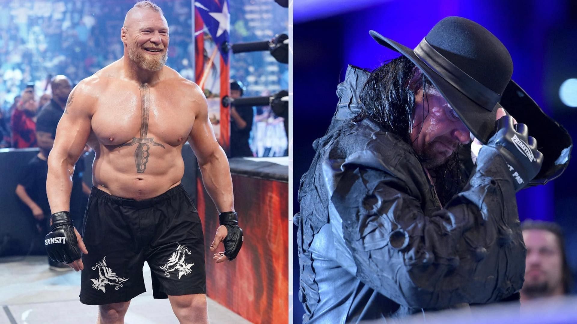 Brock Lesnar (left), The Undertaker (right)