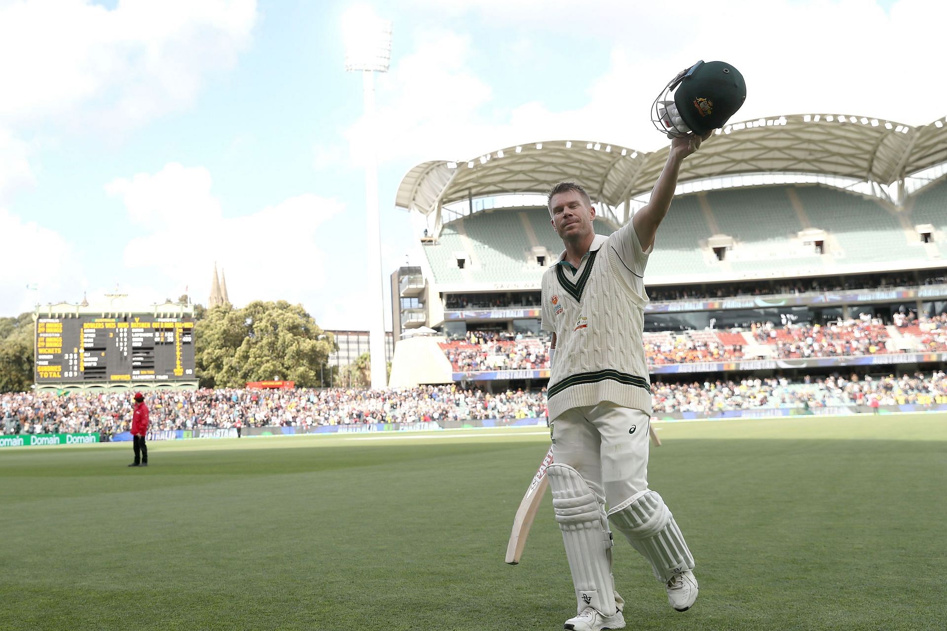 David Warner thanks the crowd after his epic triple century.