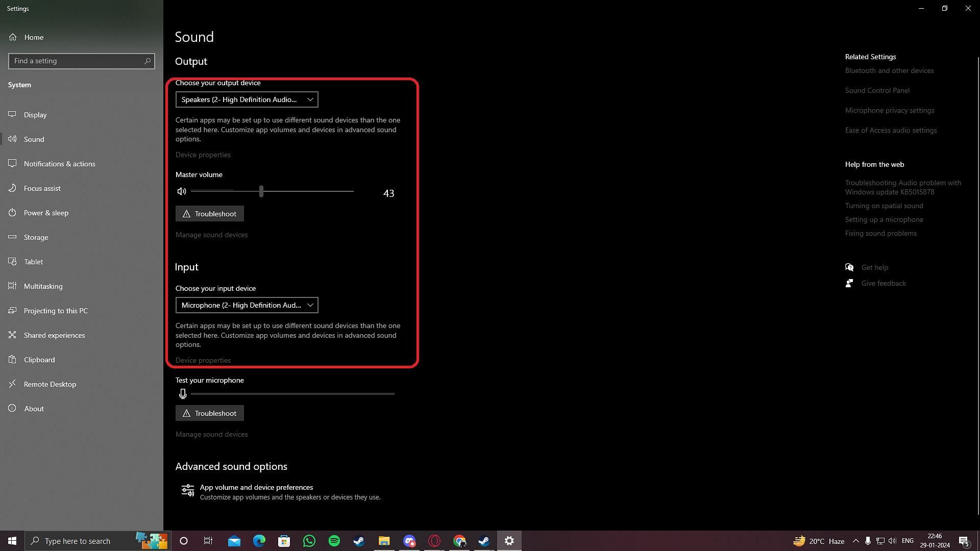 Sound settings in Windows for MW3 (Image via Microsoft)