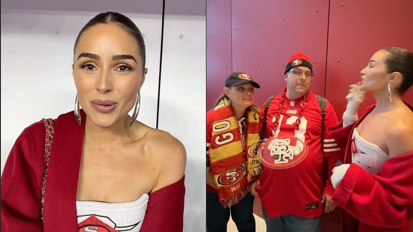 Olivia Culpo Wears 49ers Bustier by Same Designer as Taylor Swift