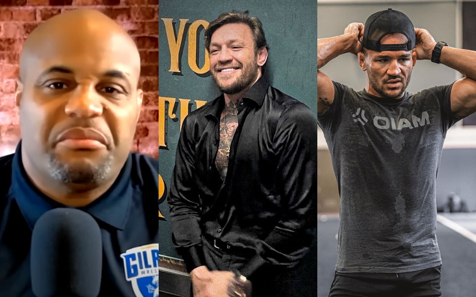 Daniel Cormier (left), Conor McGregor (middle), and Michael Chandler (right) [Images courtesy: Daniel Cormier on YouTube, @thenotoriousmma on Instagram, and @mikechandlermma on Instagram]