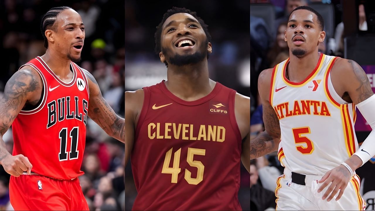 Teams have been trying to trade for DeMar DeRozan (L), Donovan Mitchell (C) and Dejounte Murray (R) before the NBA Trade Deadline