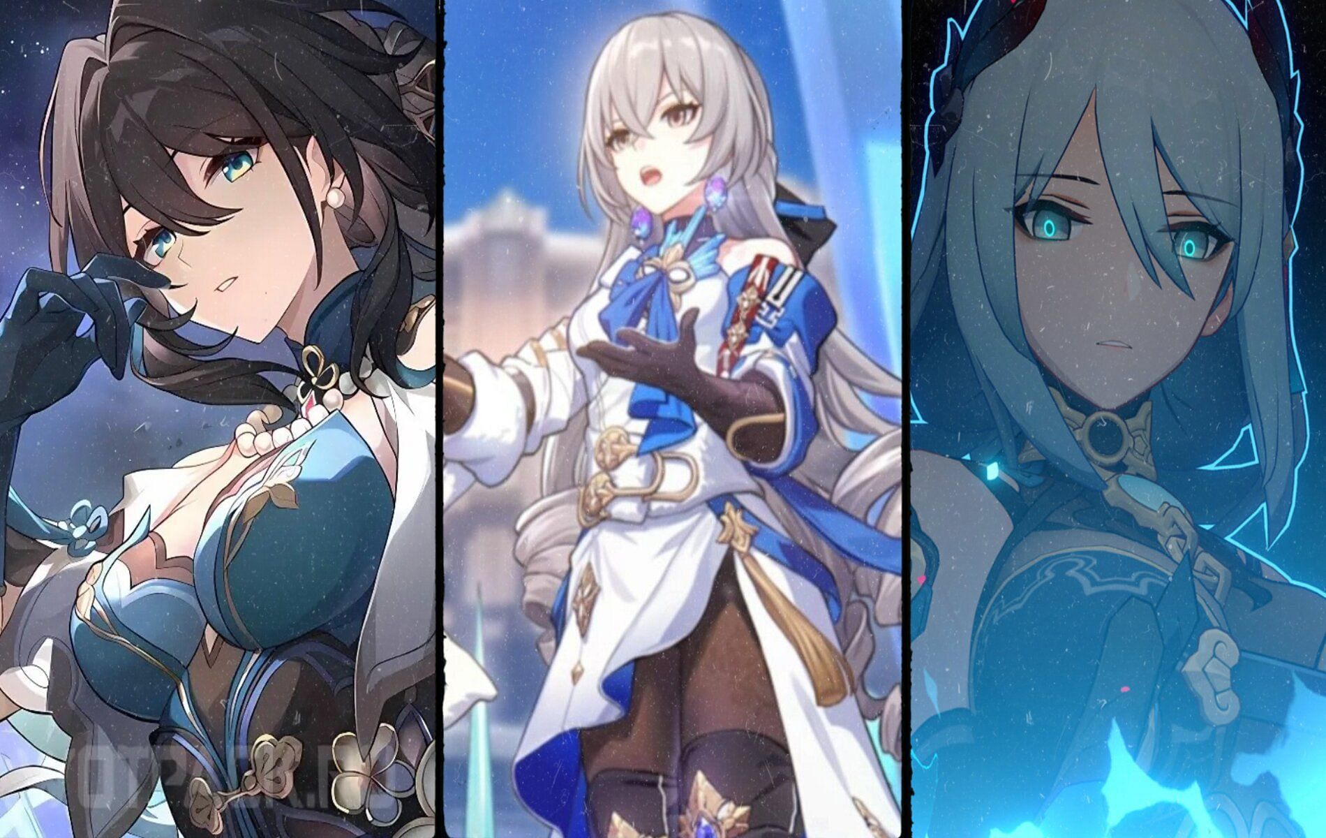 Screenshots and Artwork showing Ruan Mei, Bronya and Hanya