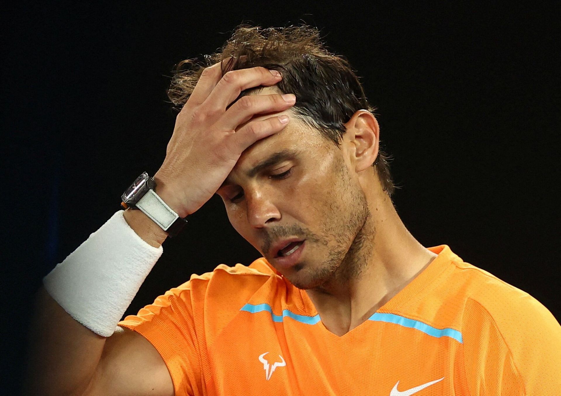 The Spanish bull reacts after exiting the 2023 Australian Open