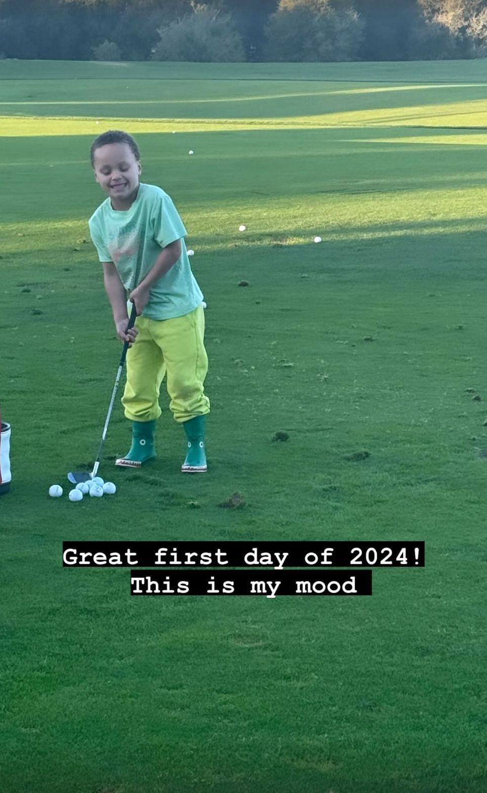 Ayesha Curry shows a picture of her son, Canon, enjoying golf