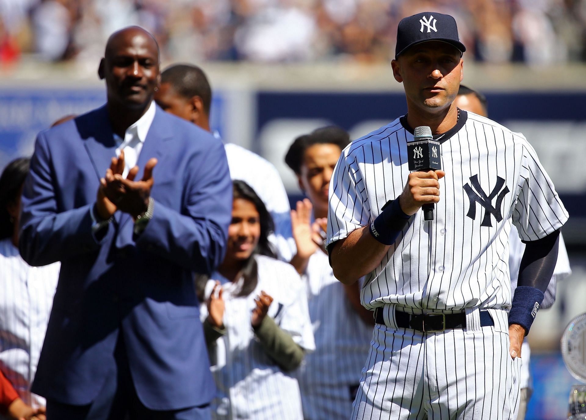 Jordan (left) at Derek Jeter&#039;s final game