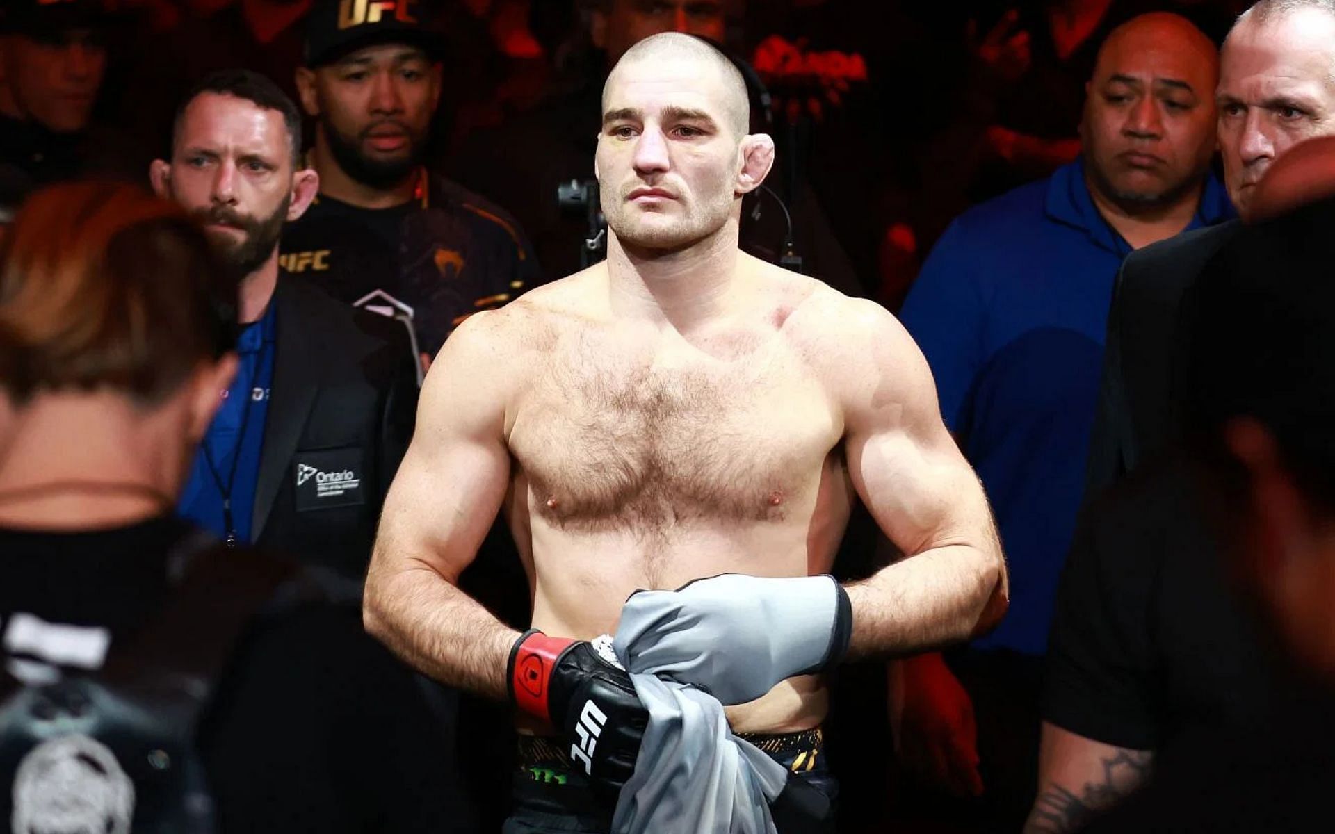 Sean Strickland (pictured) shares a message with fans after his loss to Dricus du Plessis at UFC 297 [Image Courtesy: @GettyImages]