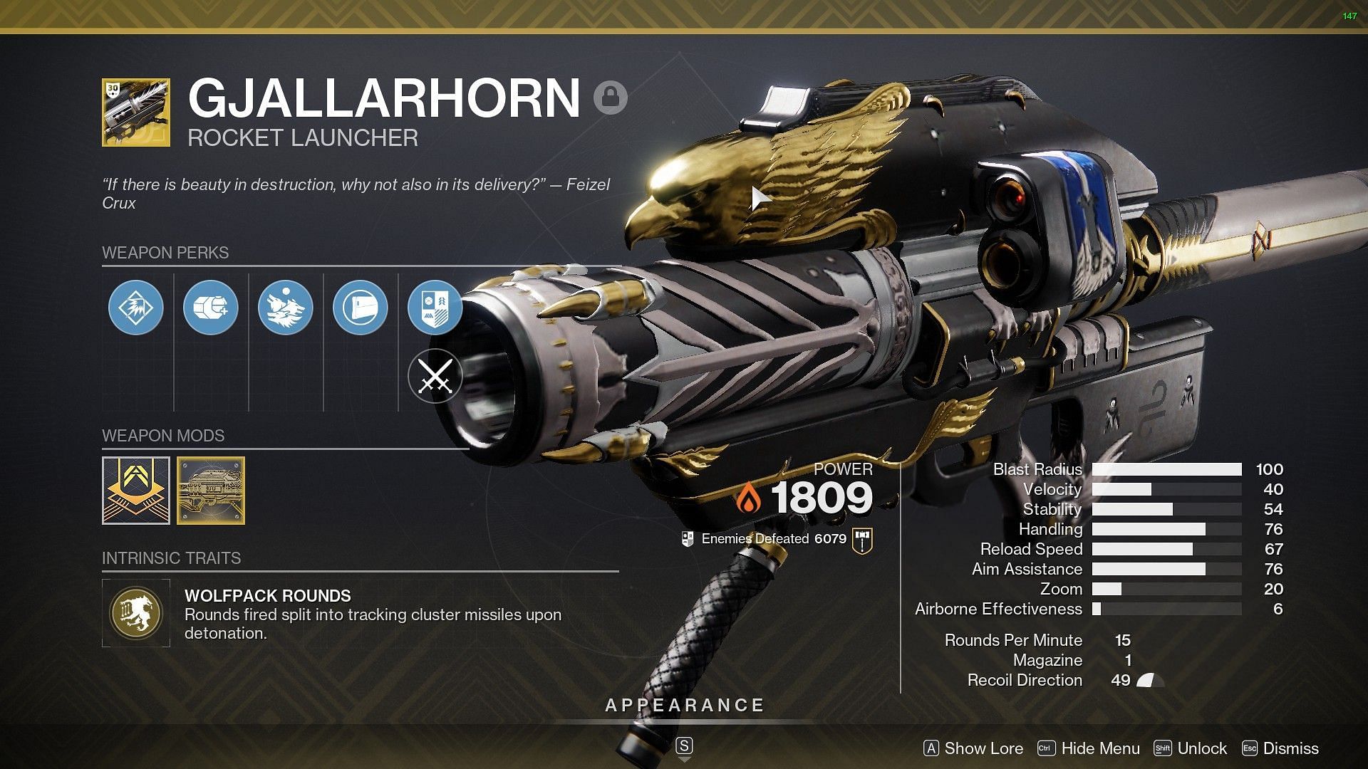 Gjallarhorn in Destiny 2 (Image via Bungie)