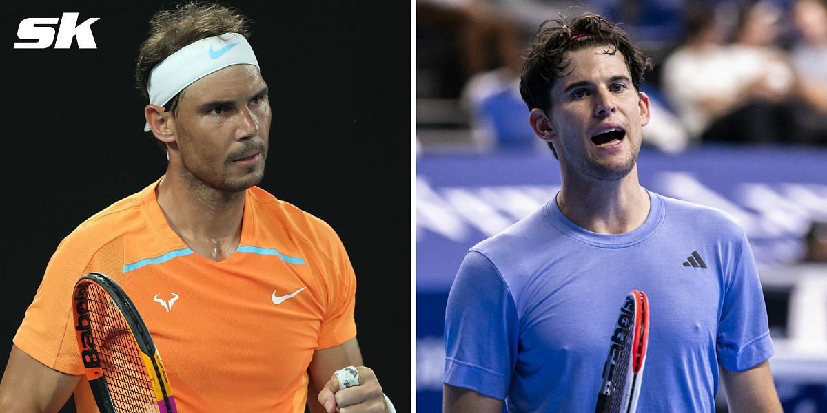 Rafael Nadal (L) and Dominic Thiem (R)