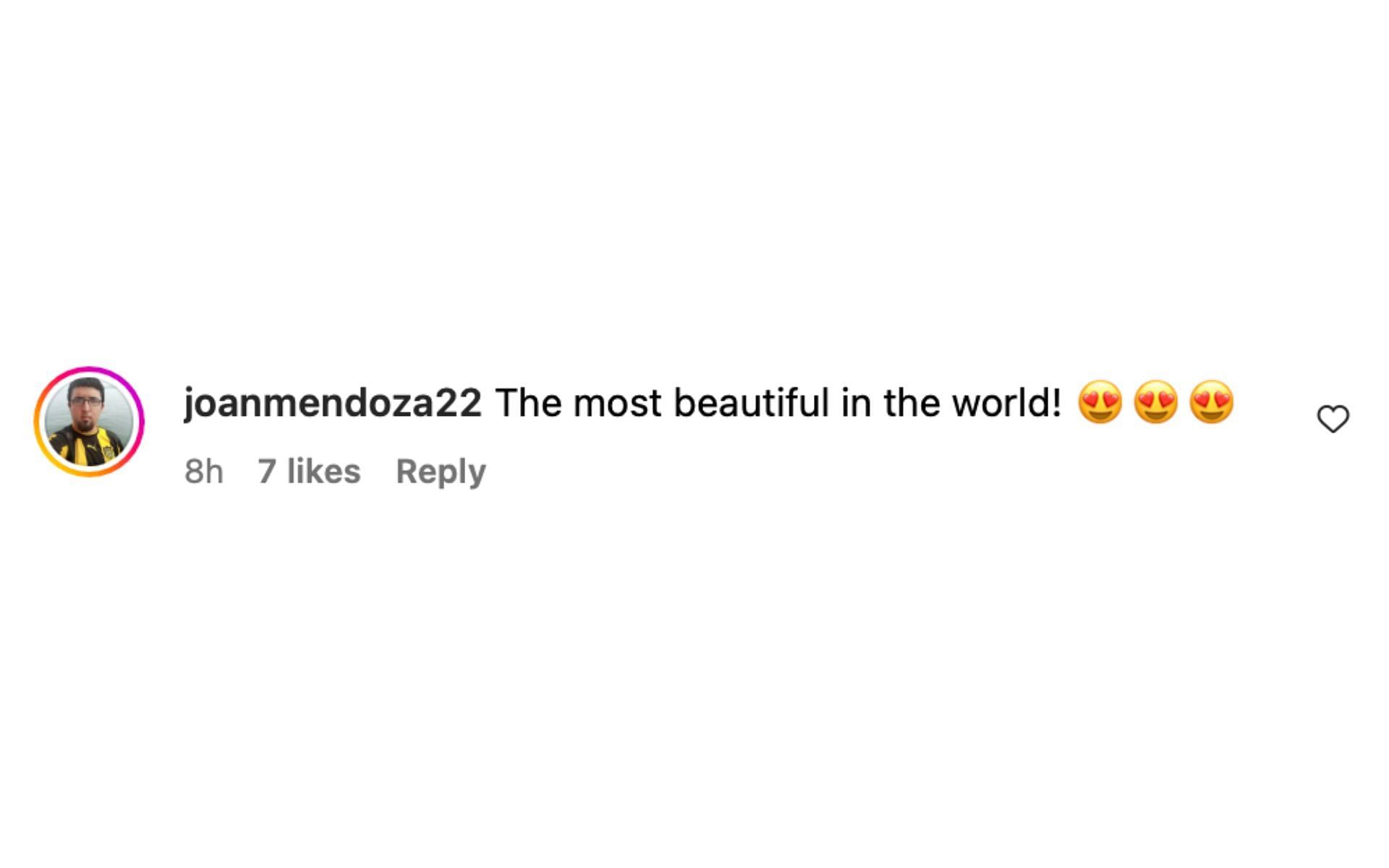 Fan reacting to Valentina Shevchenko&#039;s recent Instagram post [via @bulletvalentina on Instagram]