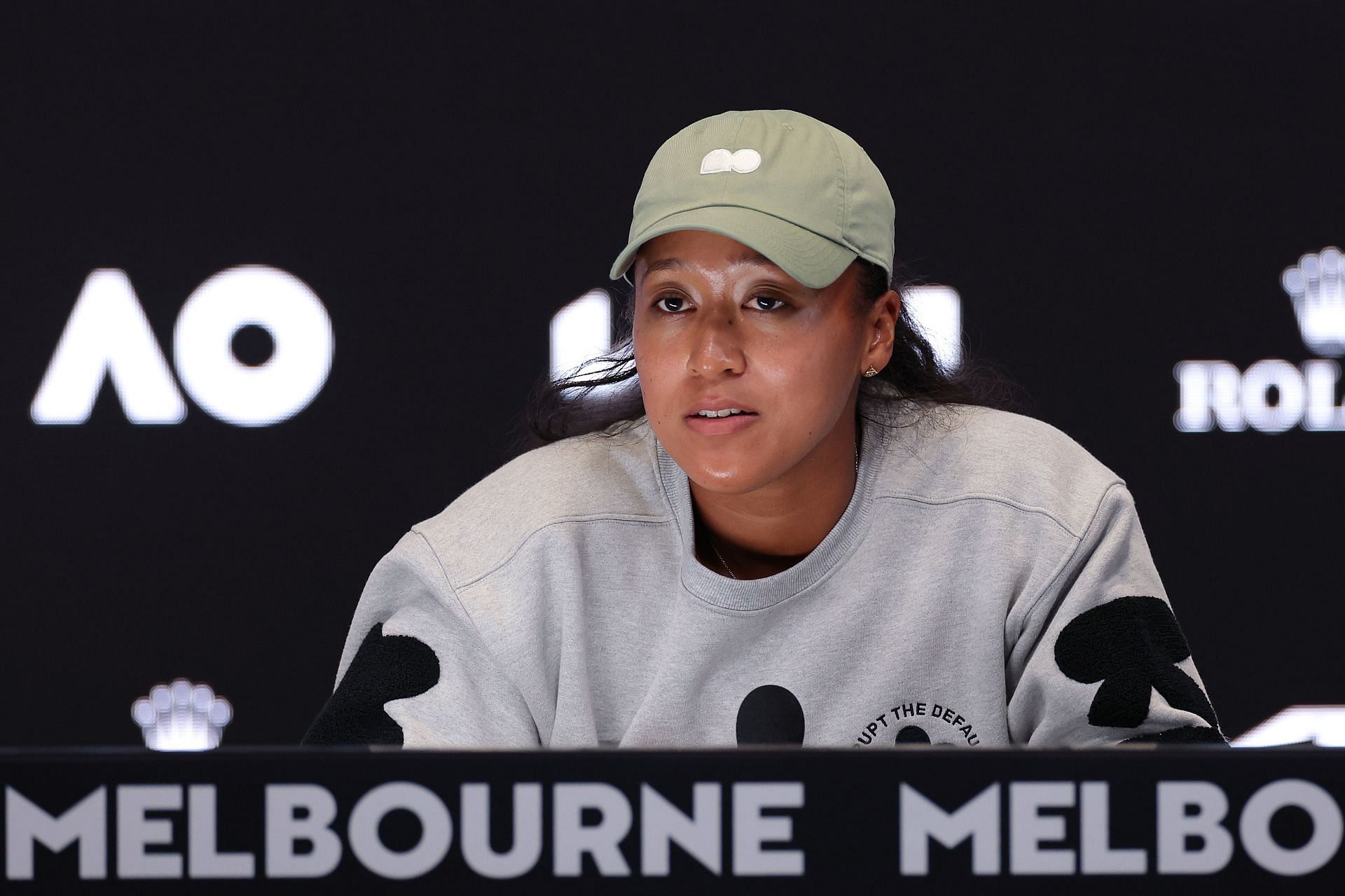 Naomi Osaka addresses the media at Australian Open.