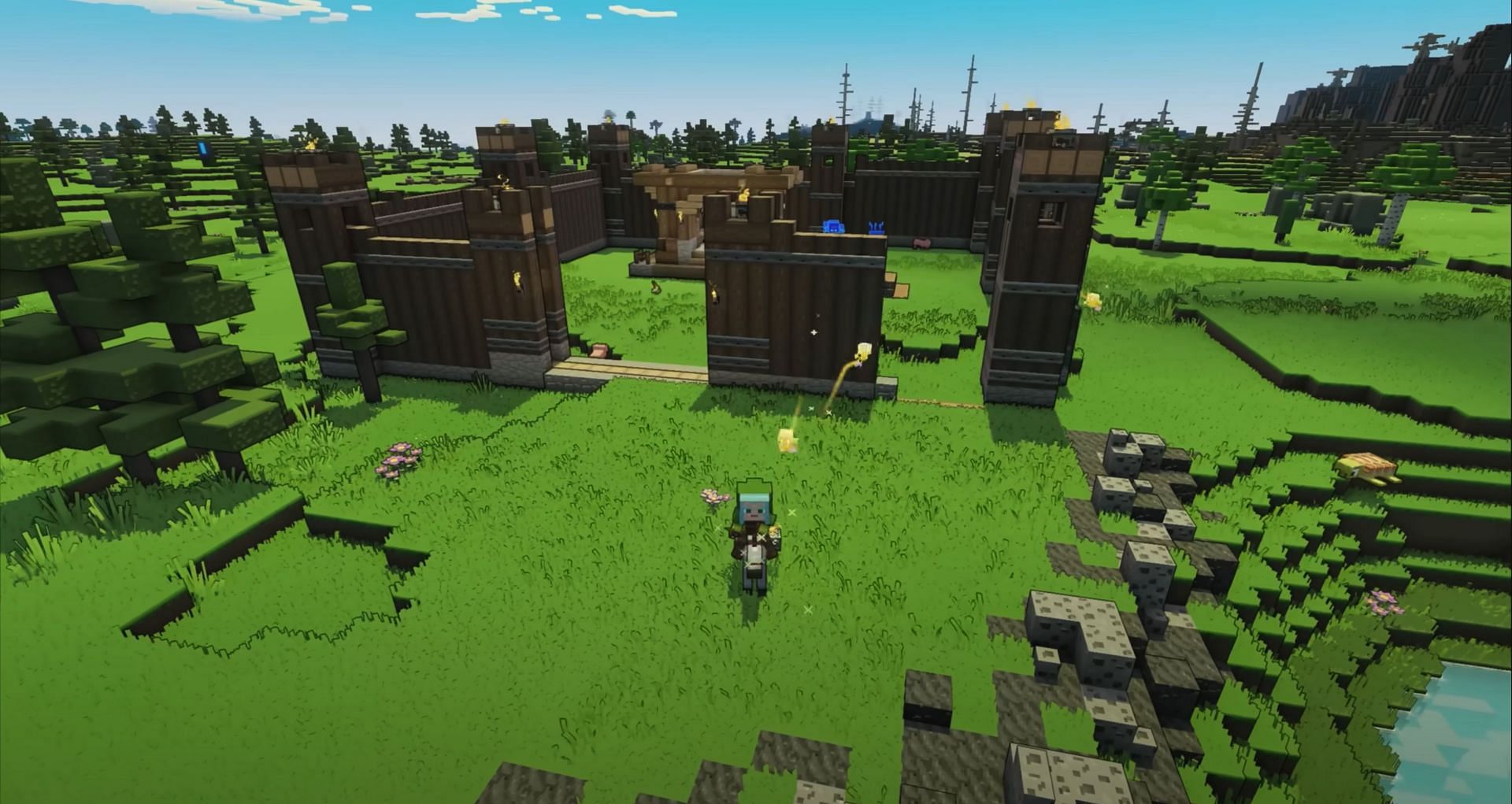 Construire dans Minecraft Legends (Image via Mojang Studios)