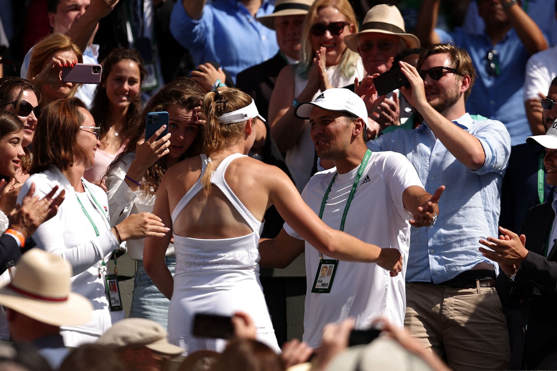 Elena Rybakina pictured with Stefanos Vukov at Wimbledon 2022