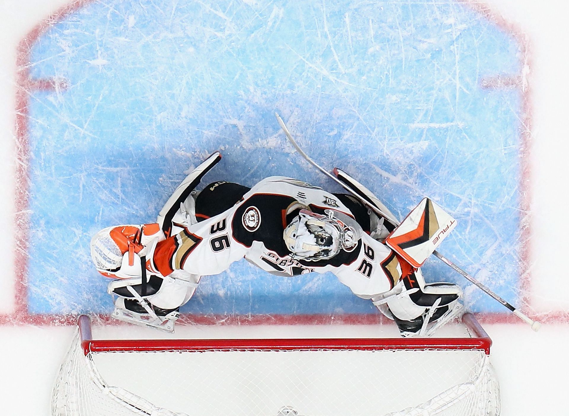 John Gibson of the NHL&#039;s Anaheim Ducks