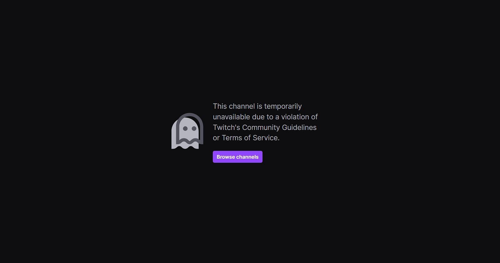 The streamer&#039;s channel is banned (Image via Twitch.tv)