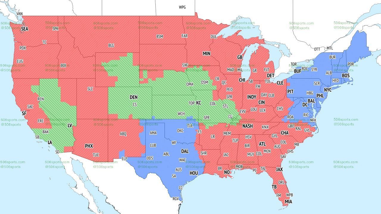 CBS TV Coverage Map (late games). Credit: 506Sports