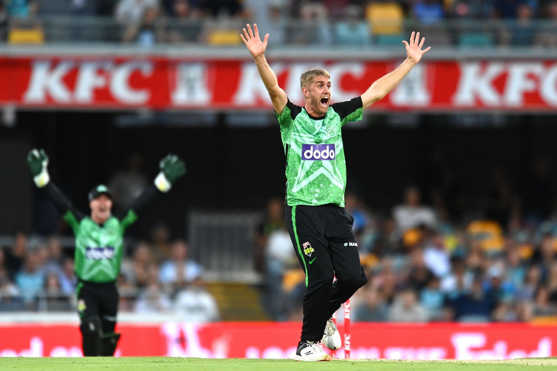 Olly Stone in action for the Melbourne Stars in the BBL.