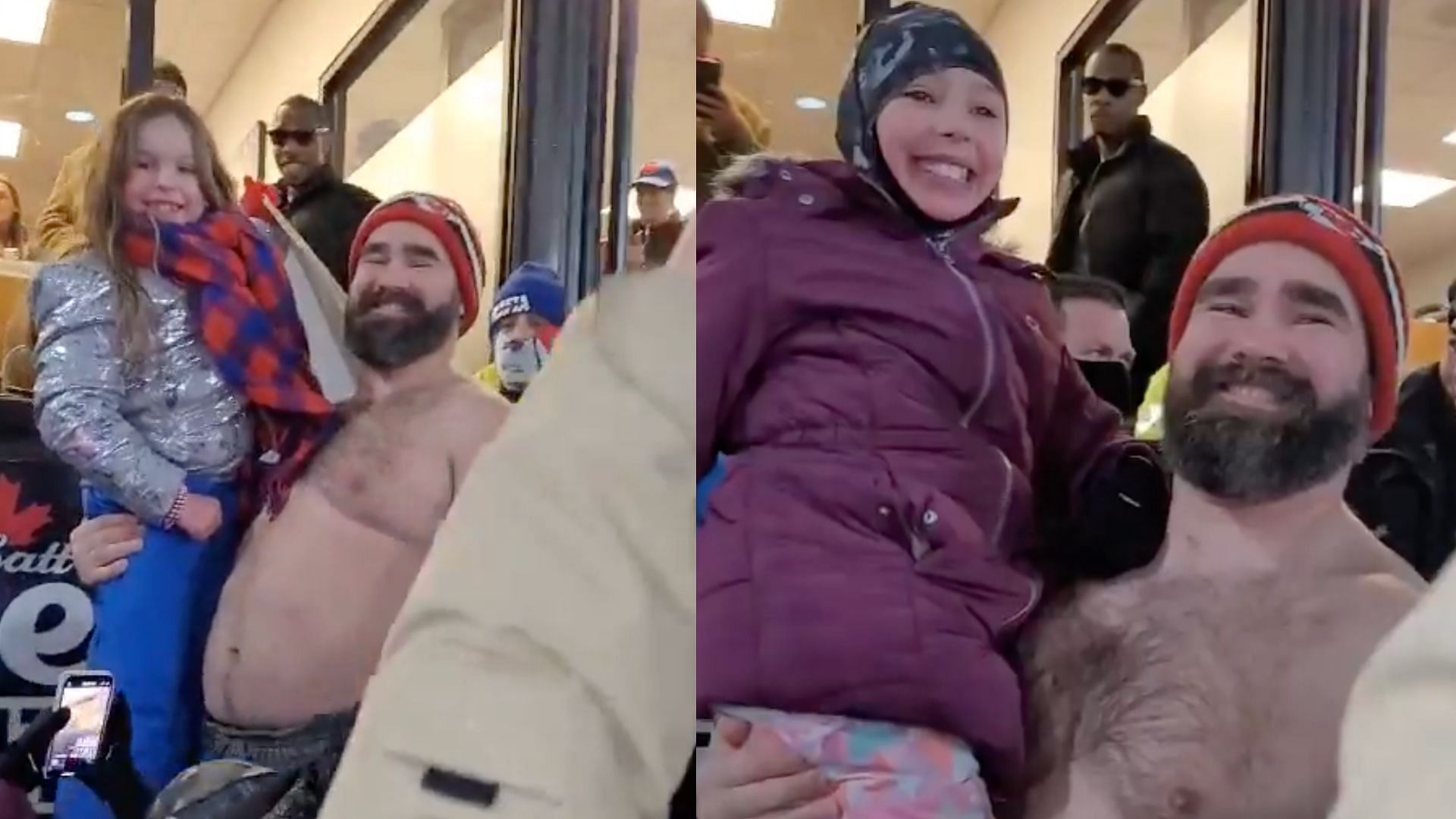 WATCH: Shirtless Jason Kelce wins hearts at Chiefs-Bills clash in adorable interaction with Taylor Swift fan