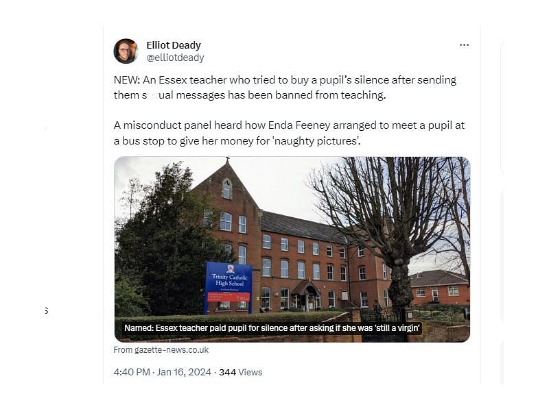 Enda Feeney allegedly asked the student to send photos (Image via @elliotdeady/X)
