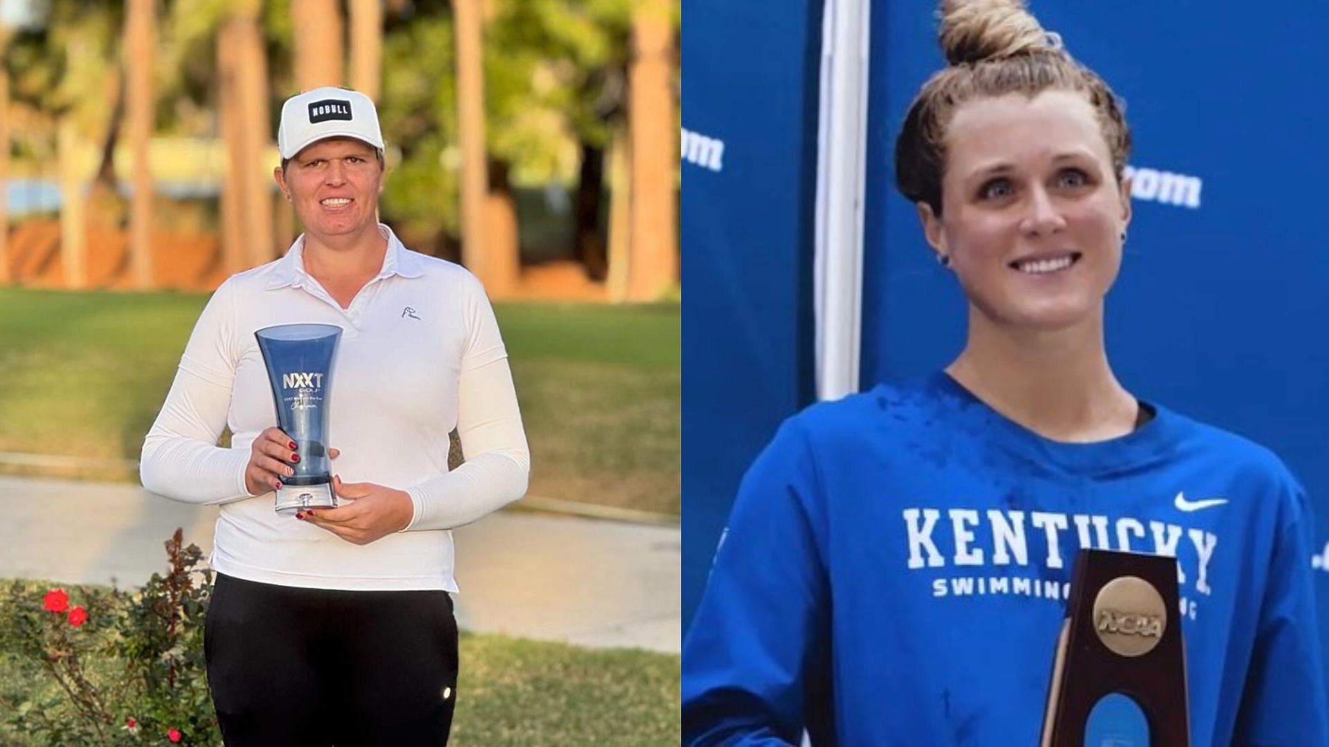 Hailey Davidson on the left   (Image via Instagram/haileydgolf) and Riley Gaines on the right (Image via Instagram/ rileygbarker)