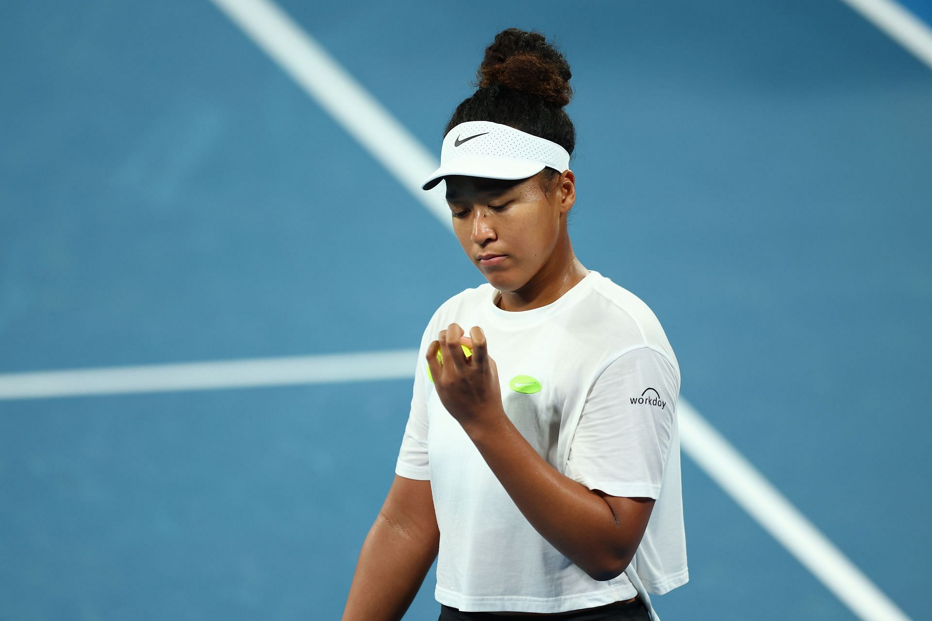 Osaka oduring a practice session ahead of the 2024 Australian Open.