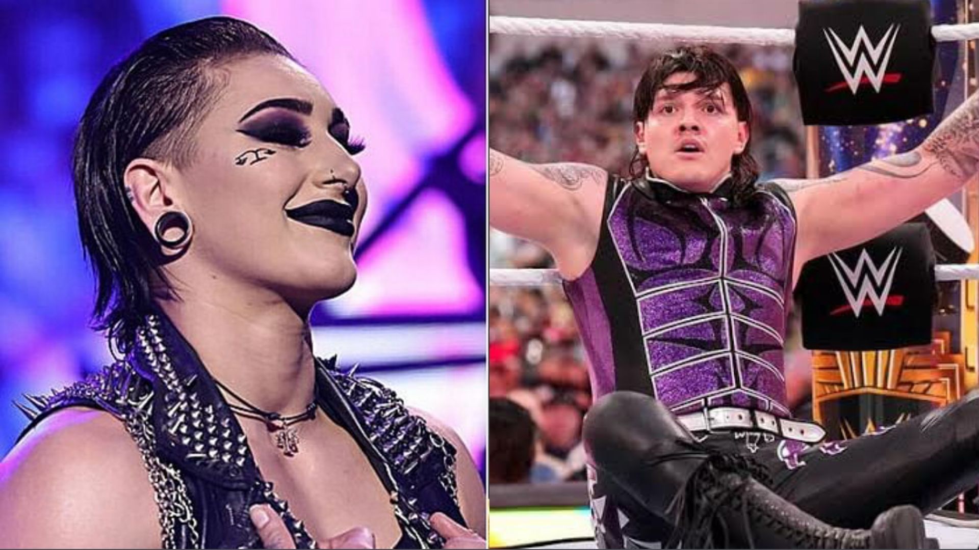 Rhea Ripley (left); Dominik Mysterio (right)