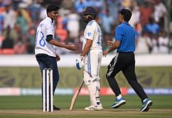 [Watch] Fan runs out onto the pitch from the stands to touch Rohit Sharma's feet during 1st IND vs ENG Test